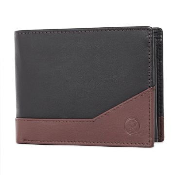 Portofel barbati Ronno, Dominic PT1474, piele naturala, Negru - Maro
