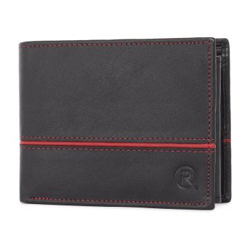 Portofel barbati Ronno, Frederic PT1467, piele naturala, Negru - Rosu