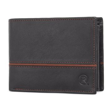 Portofel barbati Ronno, Frederic PT1468, piele naturala, Negru - Maro