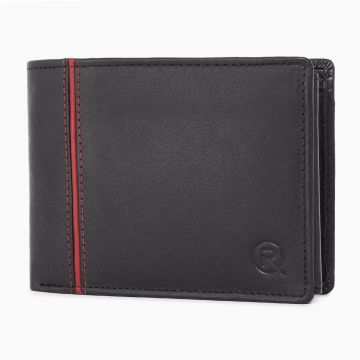 Portofel barbati Ronno, Traian PT1447, piele naturala, Negru / Rosu