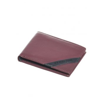 Portofel  bordou si granat - 12x9 -5x1 -5cm - 100% piele naturala - 12 compartimente pentru carduri - protectie RFID