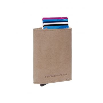 Portofel carduri unisex piele naturala - Paris - - Crem