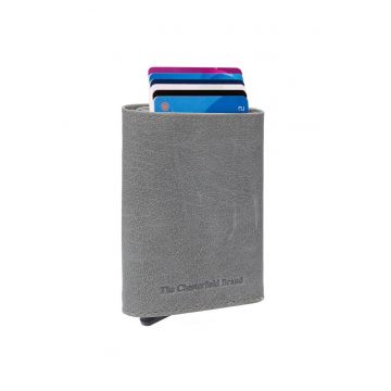 Portofel carduri unisex piele naturala - Paris - - Gri