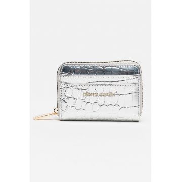 Portofel cu aspect de piele de crocodil -fermoar si logo