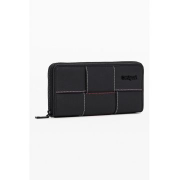 Portofel cu fermoar si cusaturi contrastante Yoko - Negru