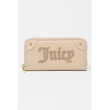 Portofel cu fermoar si logo Candy - Bej nisip