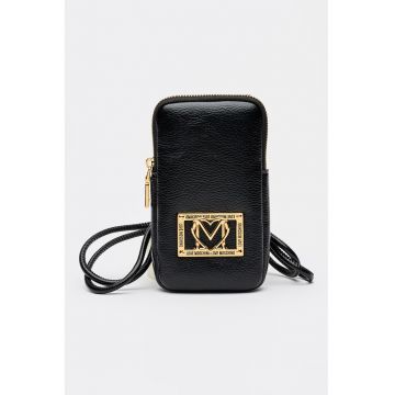 Portofel cu fermoar si logo - Negru