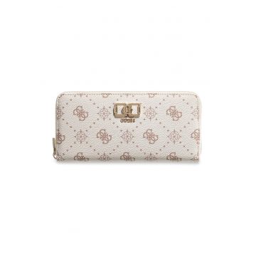 Portofel cu monograma si fermoar Emelie - Alb/Bej