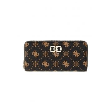 Portofel cu monograma si fermoar Emelie - Negru/Maro