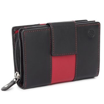 Portofel dama Marquise, Blanca PT1496, piele naturala, Negru/Rosu