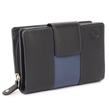 Portofel dama Marquise, Blanca PT1497, piele naturala, Negru/Albastru