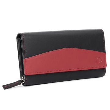 Portofel dama Marquise, Bluma PT1504, piele naturala, Negru/Rosu