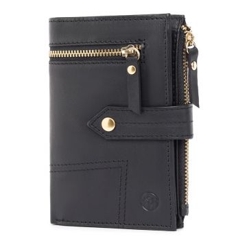 Portofel dama Marquise, Leandra PT1498, piele naturala, Negru