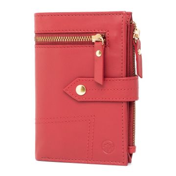 Portofel dama Marquise, Leandra PT1499, piele naturala, Rosu