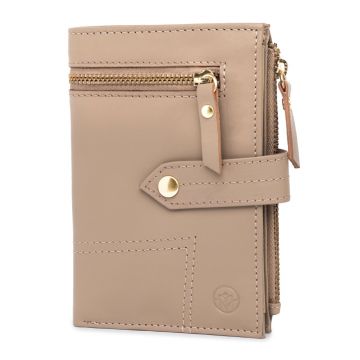 Portofel dama Marquise, Leandra PT1500, piele naturala, Crem