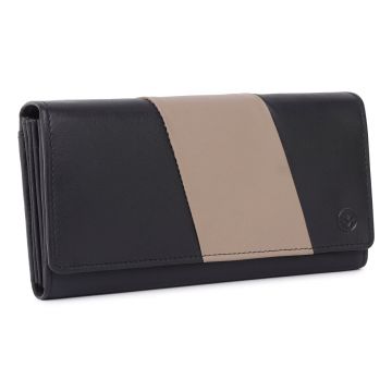 Portofel dama Marquise, Nectaria PT1465, piele naturala, Negru/Crem