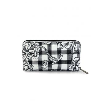 Portofel de piele cu buzunar cu fermoar - Alb/Negru