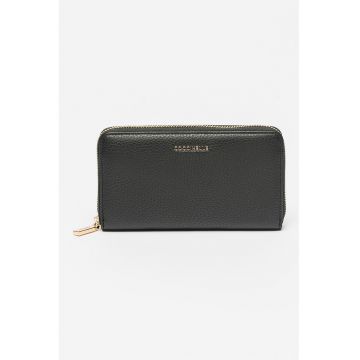 Portofel de piele cu fermoar - Negru