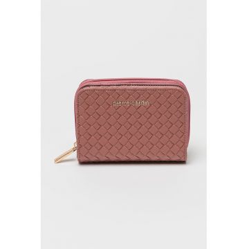 Portofel de piele ecologica cu aspect tesut - Rosu stins