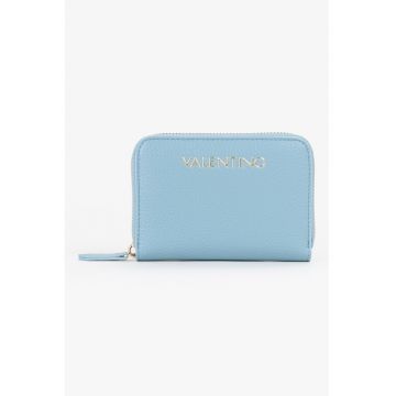 Portofel de piele ecologica cu fermoar Alexia - Albastru glaciar