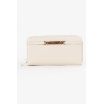 Portofel de piele ecologica cu fermoar - Crem