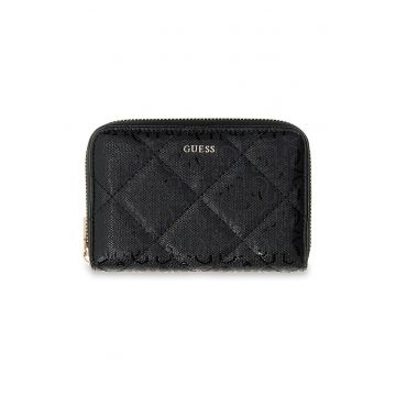 Portofel de piele ecologica cu fermoar Libby - Negru