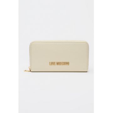 Portofel de piele ecologica cu fermoar si aplicatie logo