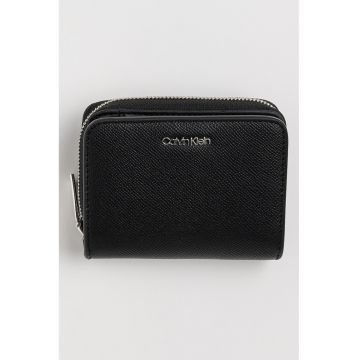 Portofel de piele ecologica cu logo metalic - Negru