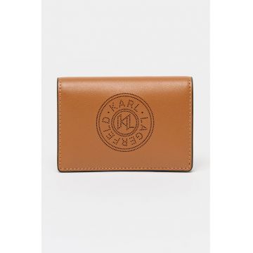 Portofel de piele si piele ecologica cu logo stantat - Caramel