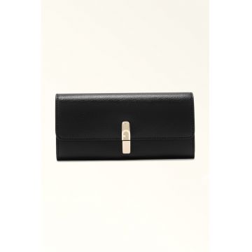 Portofel din piele cu logo - Negru