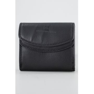 Portofel din piele cu logo - Negru