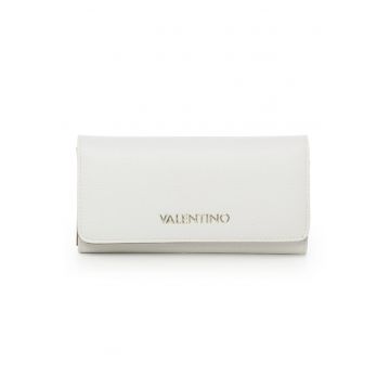 Portofel din piele ecologica cu clapa Alexia - Alb