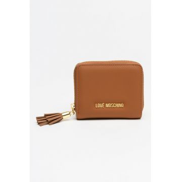 Portofel din piele ecologica cu detaliu cu canaf - Maro scortisoara