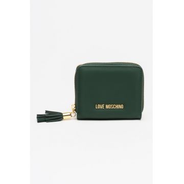 Portofel din piele ecologica cu detaliu cu canaf - Verde englez