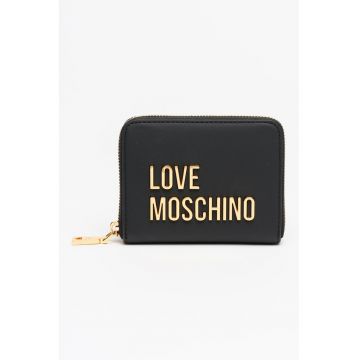 Portofel din piele ecologica cu logo in relief - Negru stins