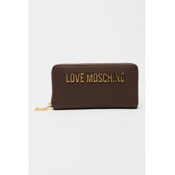 Portofel din piele ecologica cu logo metalic si fermoar