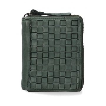 Portofel din piele naturala cu aspect impletit