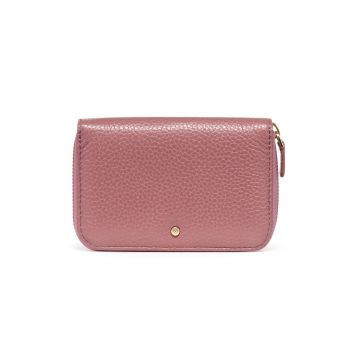 Portofel din piele Saffiano cu fermoar - Roz deschis