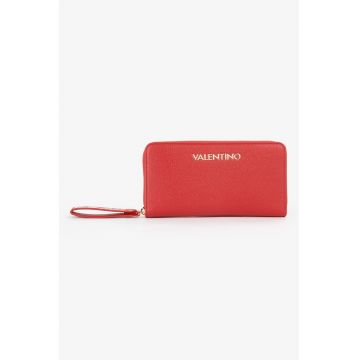 Portofel dreptunghiular din piele ecologica cu fermoar - Rosu capsuna