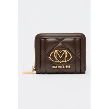 Portofel matlasat cu fermoar - Maro inchis