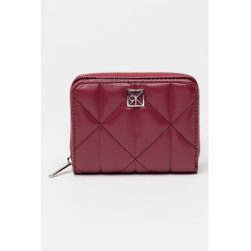 Portofel matlasat de piele ecologica cu protectie RFID - Negru/Roz zmeuriu