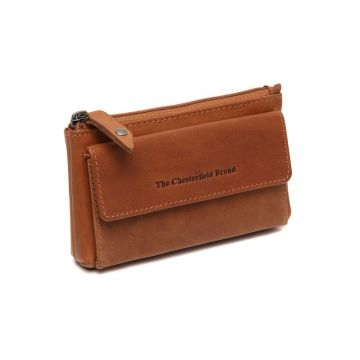 Portofel pentru chei unisex din piele naturala Violette - Coniac