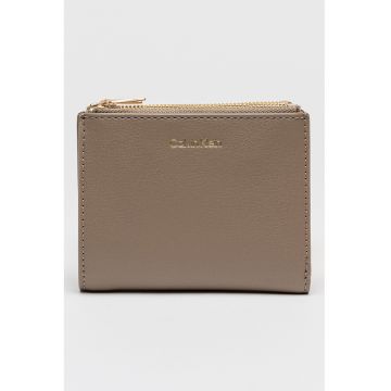 Portofel pliabil de piele ecologica - Auriu/Maro taupe