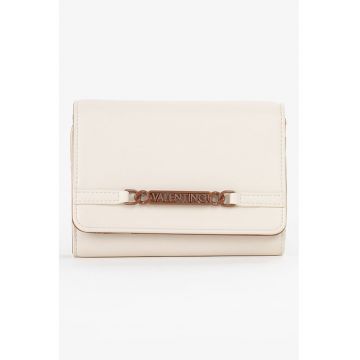 Portofel pliabil de piele ecologica - Maro/Crem