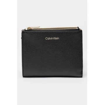 Portofel pliabil de piele ecologica - Negru/Maro camel