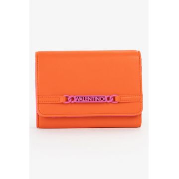 Portofel pliabil de piele ecologica - Portocaliu/Fucsia