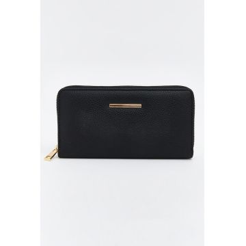 Portofel uni cu fermoar - Auriu/Negru