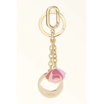 Breloc cu talisman floare - Auriu/Roz