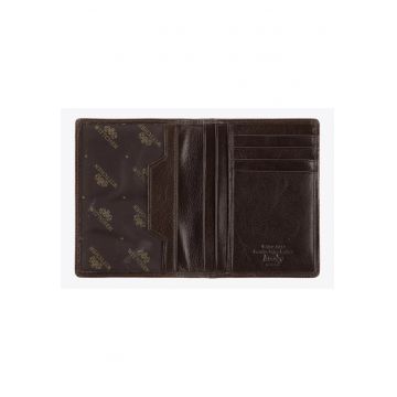 Etui documente din piele naturala -  3 compartimente - 12 -5x9 -5cm - maro inchis