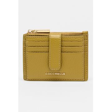 Portcart de piele cu logo - Verde masliniu